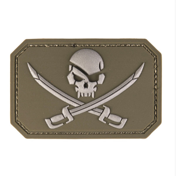 Aufnäher Totenkopf mit Schwertern OLIVEGRÜN