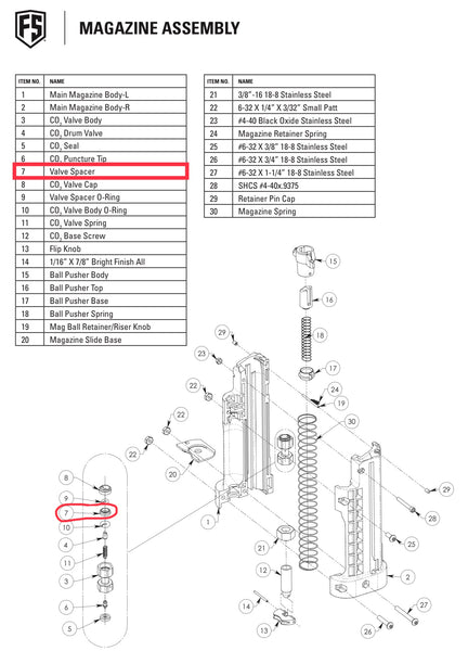 Magasin FSC - entretoise de valve CO2 #7